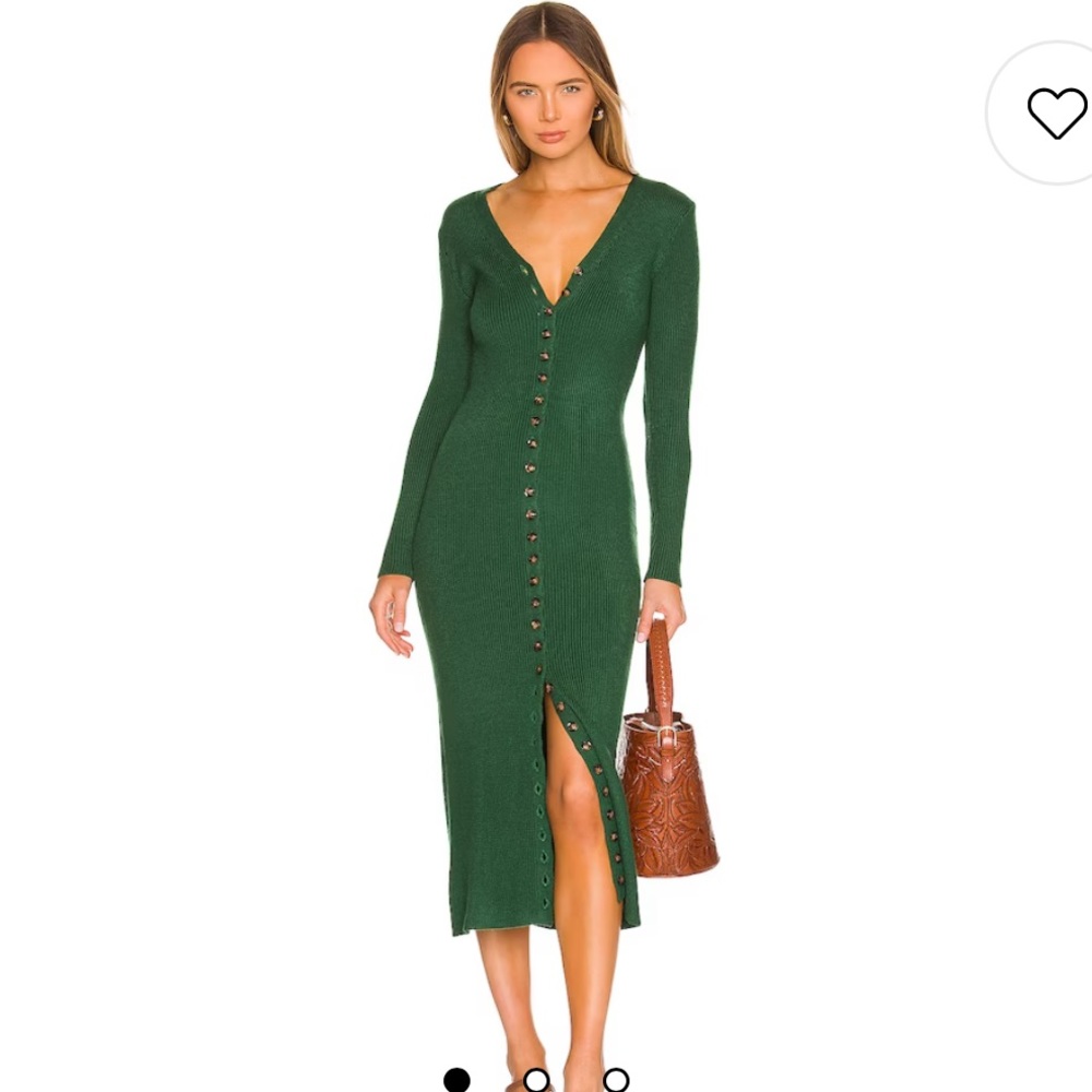 LPA Kavala sweater dress ribbed dark green XS